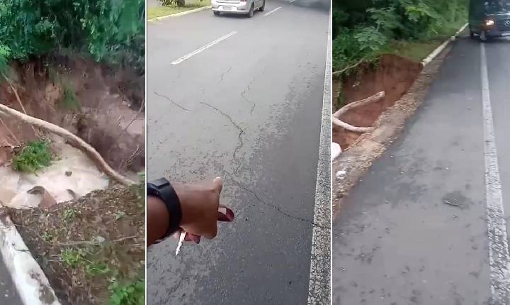 Asfalto da Av. Maranhão apresenta rachaduras e acostamento já cedeu