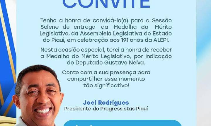 Joel Rodrigues recebe a Medalha do Mérito Legislativo na Alepi