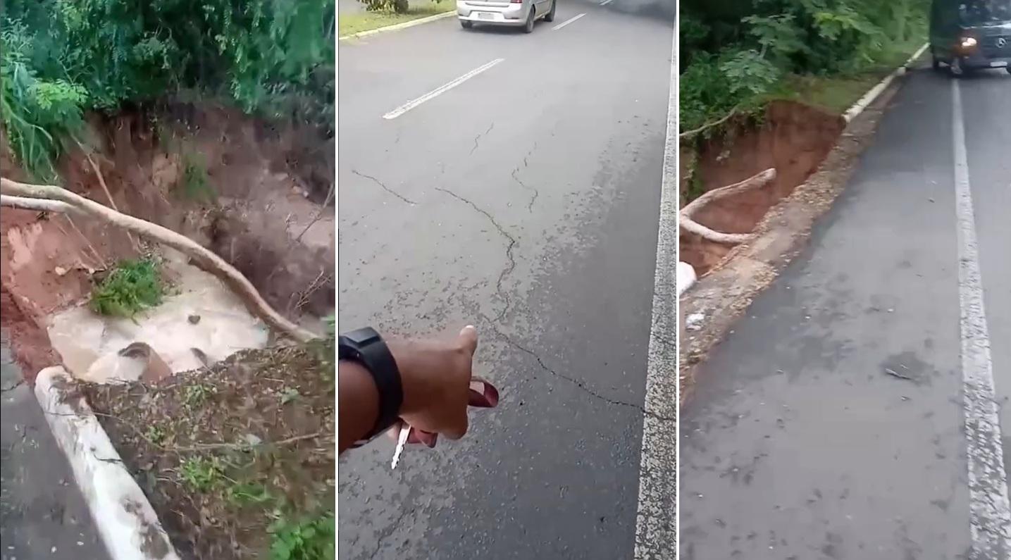 Asfalto da Av. Maranhão apresenta rachaduras e acostamento já cedeu